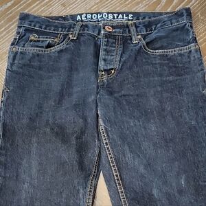 Aeropostale Rivington Skinny Blue Jeans Men's 32x30 Distressed Button Closure